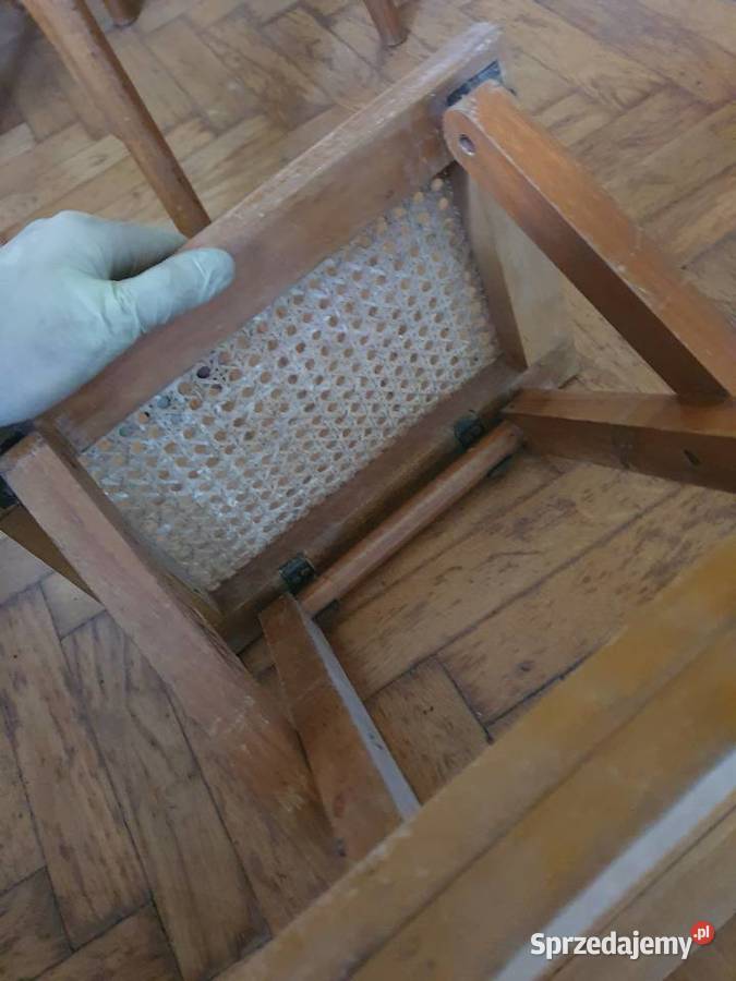 Taboret krzesełko rattan małe vintage składane Warszawa