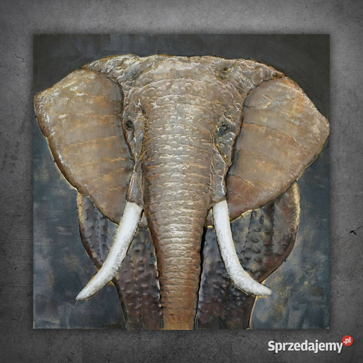 Obraz metalowy 3D LOFT NATURA SŁOŃ 2 100x100 Chmielnik
