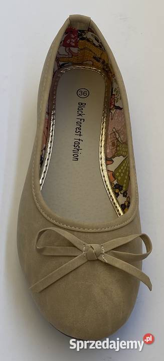 Beżowe gładkie baleriny z kokardą rozmiar 36 brązowy/beżowy Żyrardów