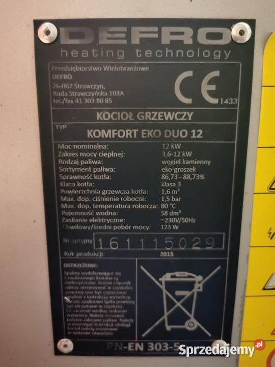 Kocioł piec ekogroszek Defro 12 kW pompy bojler Zglenice Duże