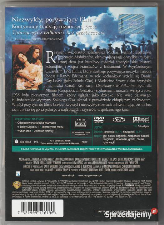 Ostatni Mohikanin DVD Pruszków sprzedam
