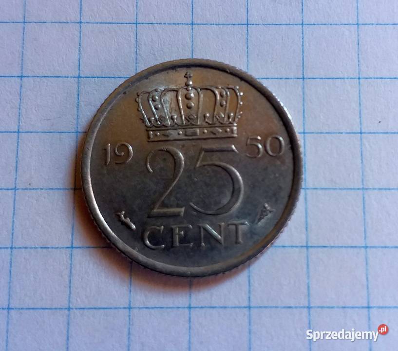 25 CENTÓW 25 CENT 1950 HOLANDIA Piszczac sprzedam