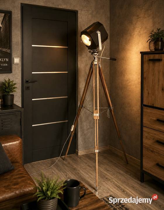 Lampa teatralna stojąca PRL loft vintage