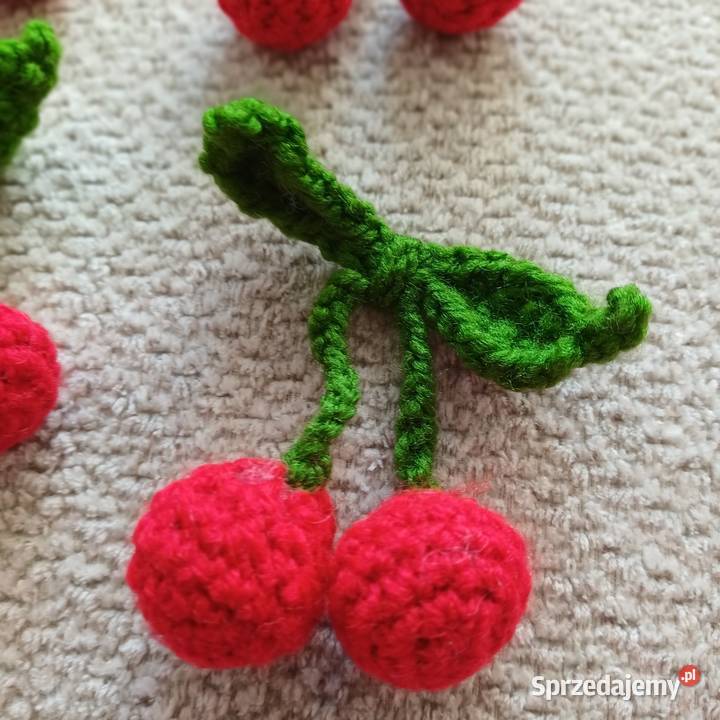 Wisienki szydelkowe aplikacja broszki warmińsko-mazurskie Lidzbark Warmiński