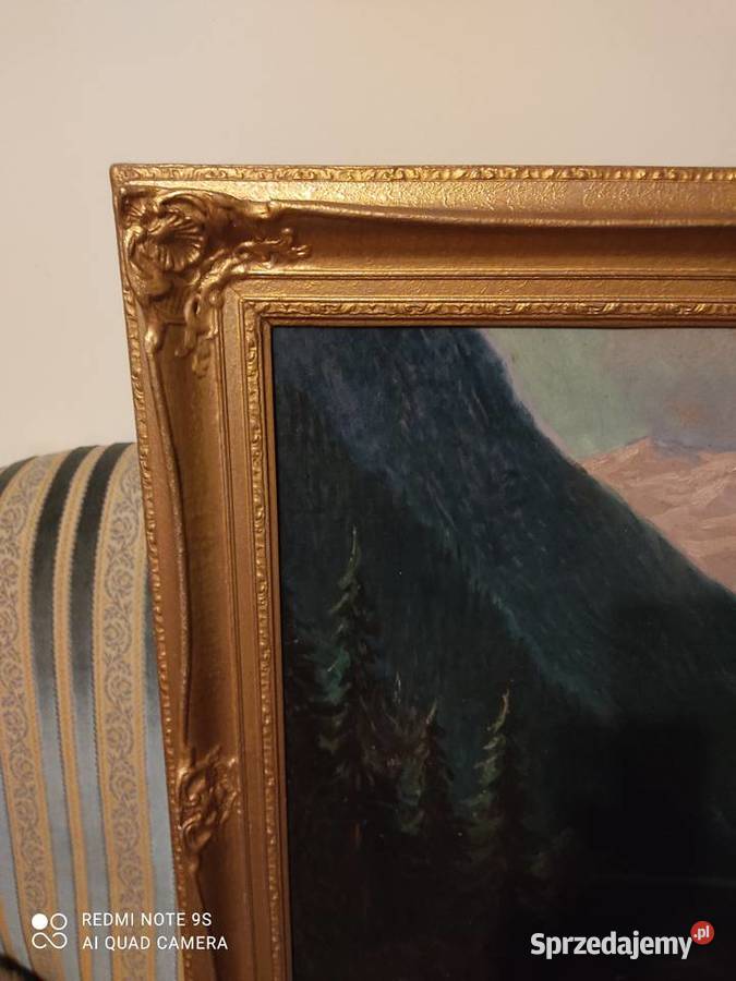 Obraz w złotej ramie sygnowany malowany na pomorskie Sopot