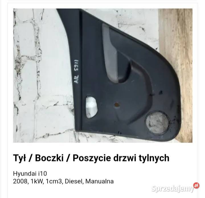 Tylboczek poszycie drzwi Hyundai i10