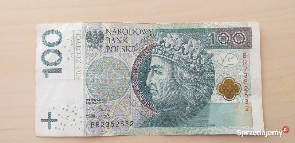 Banknot 100 RADAR numer BR 2352532 Tarnów