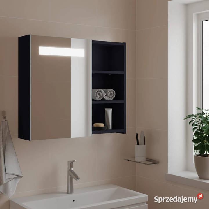 Szafka łazienkowa z lustrem i LED szara 60x13x52 mazowieckie Warszawa sprzedam