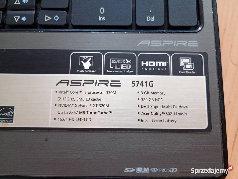 acer ASPIRE 5741G i3 156 komputer brak HDD RAM Szczecin