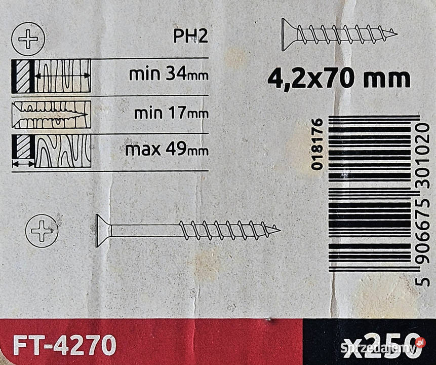 Wkręty do płyt karton gips GK drewno 42x70 mm dolnośląskie Legnica