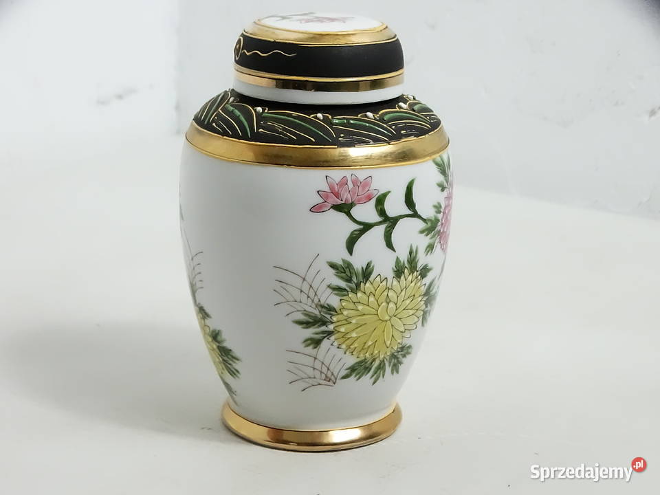 Japońska puszka pojemnik na herbatę Porcelana z Biłgoraj