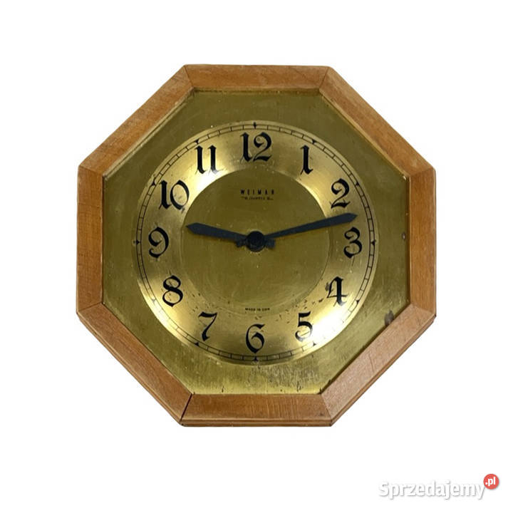 Zegar ścienny Weimar Ośmiokątny Mosiądz i Drewno Warszawa