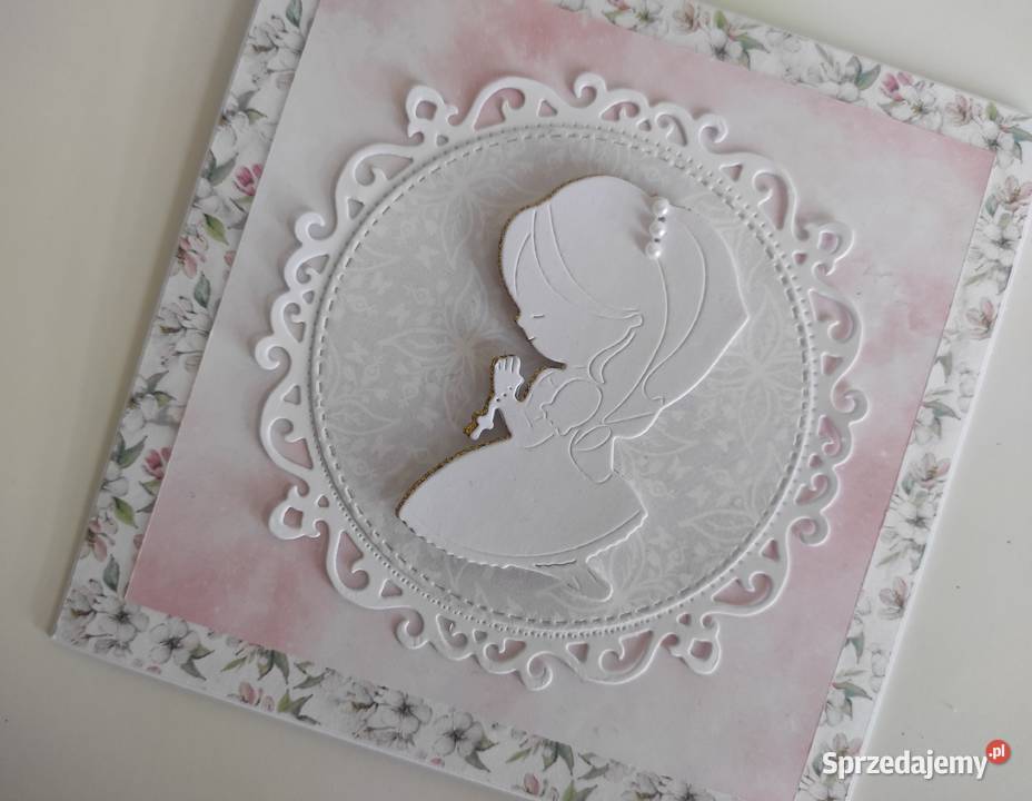 Kartka ręcznie robiona z okazji Komunii Świętej łódzkie