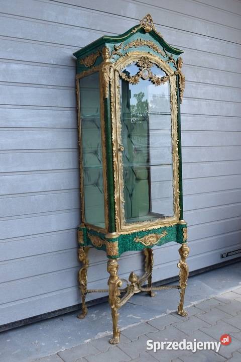 Witryna Okuta Brązem Medalion Porcelana Malachit