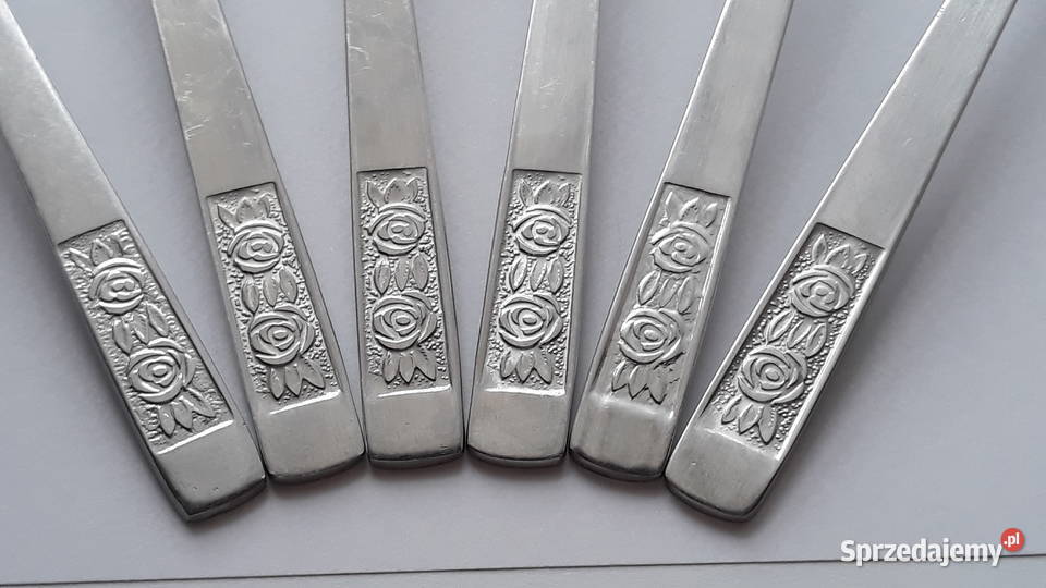 Łyżki obiadowe 1 RÓŻE Gerlach sztućce PRL Dąbrowa Górnicza