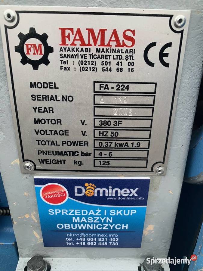 Famas 224 TK Przeszywarka do szycia spodów Mec Łaskarzew