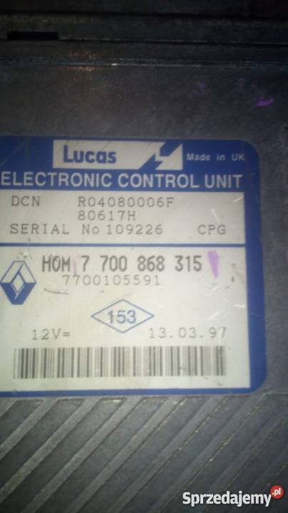 Komputer RENAULT SCENIK 19 7700868315 Układ elektryczny Margonin