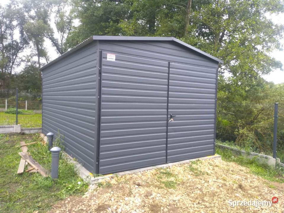 Garaż blaszany dwuspadowy kolor antracyt Białobrzegi