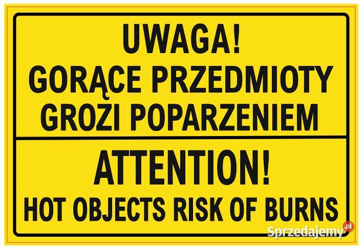 Naklejka Uwaga Gorące przedmioty 120 x 82