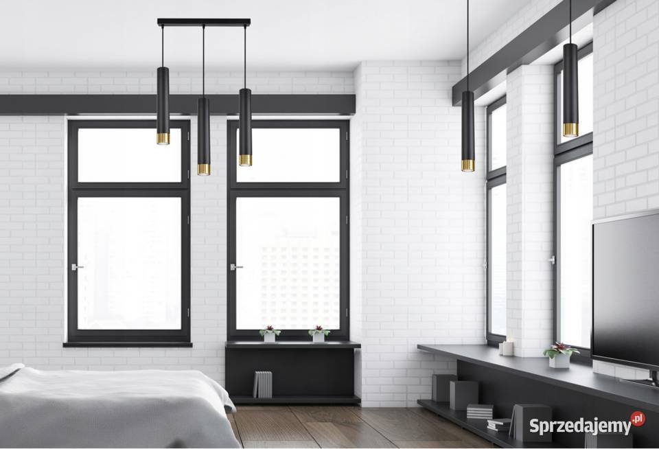 Lampa Wisząca potrójna SPOT Tuby Metal Czarna Choroszcz