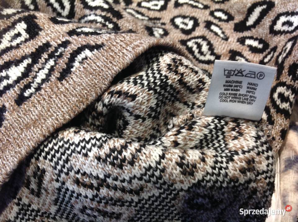 Ciepły Sweter Golf Damski Panterka L czarny