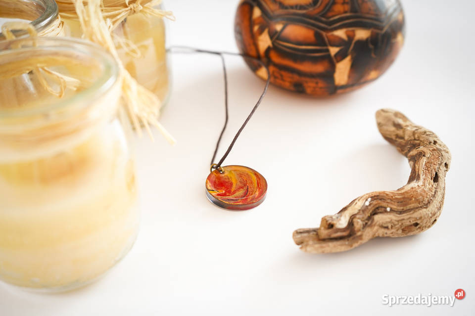 Artystyczny okrągły wisiorek ręcznie malowany sprzedam