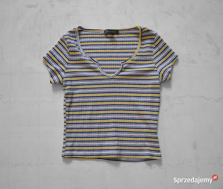 krótka bluzka w paski crop top primark xs 34 żółty/złoty Warszawa
