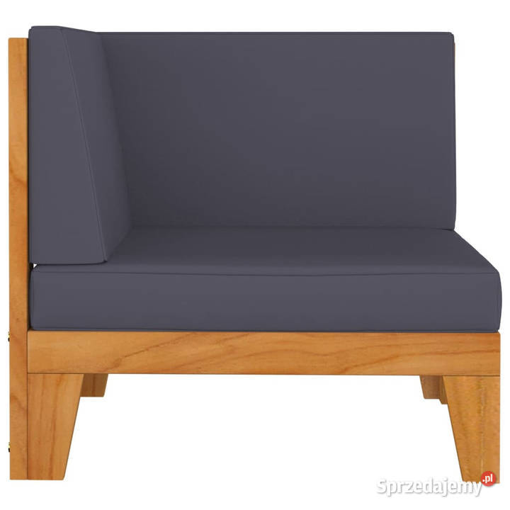 2osobowa sofa z ciemnoszarymi poduszkami drewno mazowieckie Warszawa