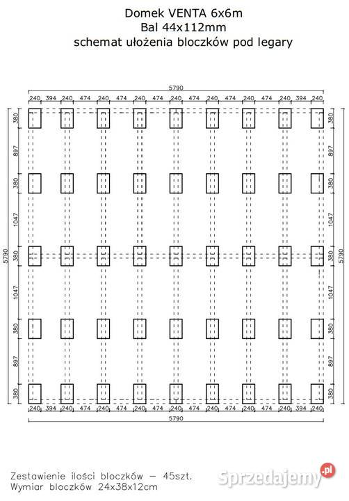 DOMEK Z BALI VENTA 6x6 ŚWIERK 44mm LETNISKOWY Parzymiechy