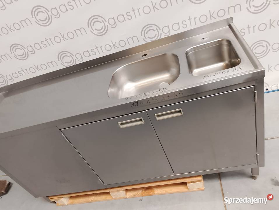 Stół z 2 zlewamiP drzwi otwierane 175x52x90 Wrocław