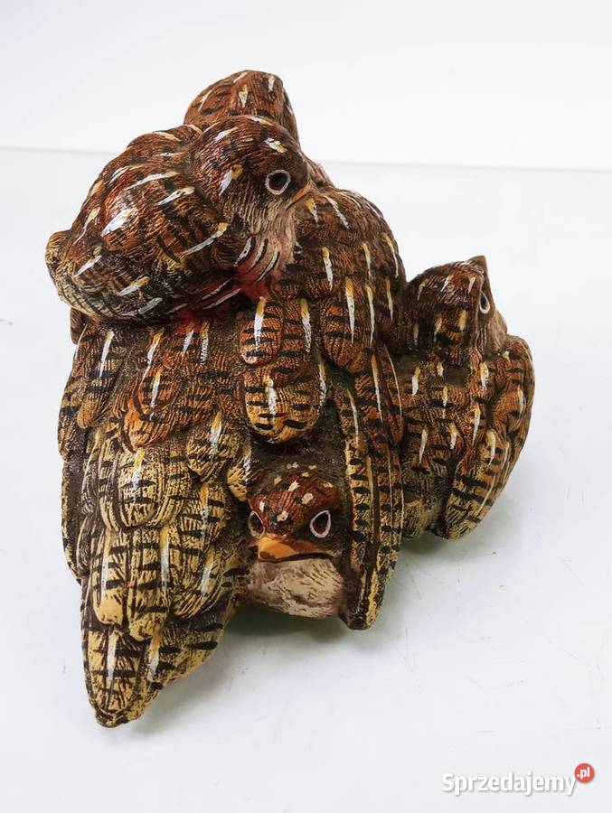 Rzeźba Figura Przepiórka z 3 Pisklętami Brąz Nowa Sól