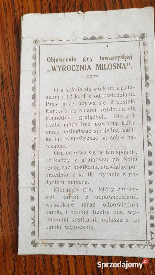 Przedwojenna gra towarzyska Wyrocznia miłosna Poznań