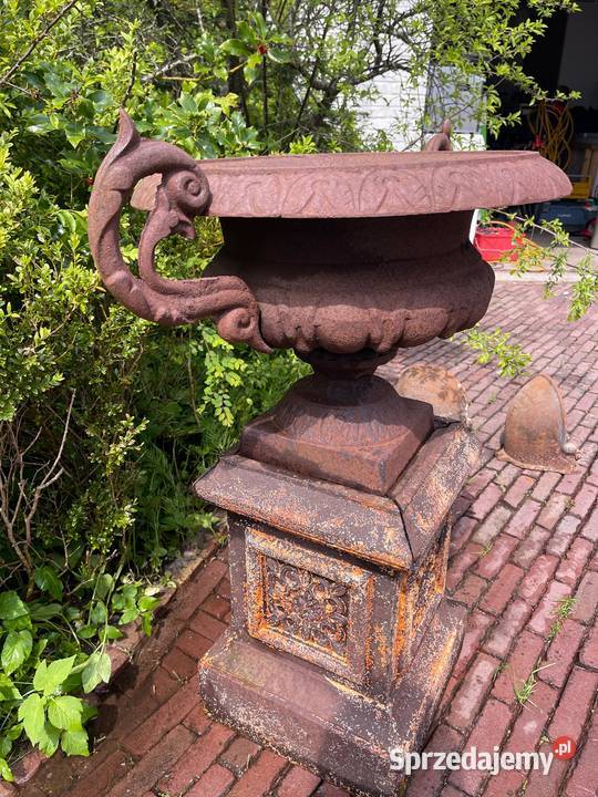 Ogromna 1 metr pałacowa donica żeliwna 60