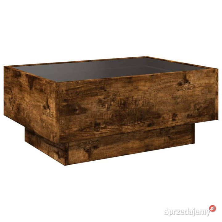 Stolik kawowy z LED przydymiony dąb 70x50x30