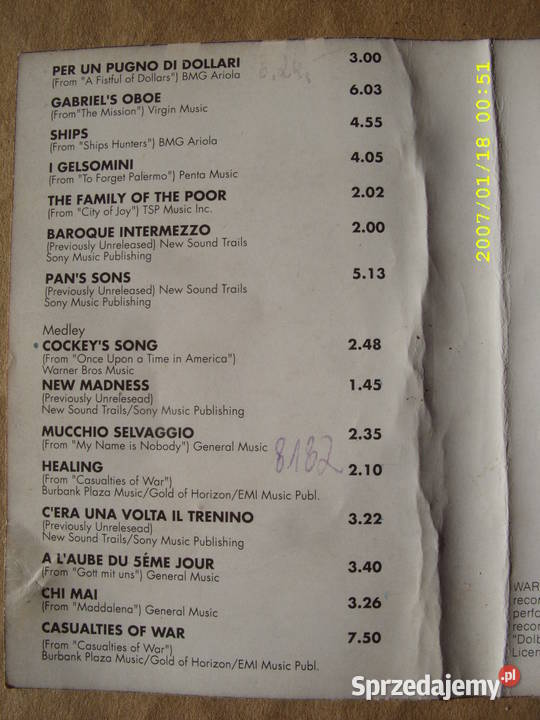 3 kaset z muzyka filmowaENIO MORRICONE