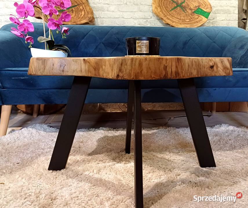 Stolik kawowy 73x54 plaster drewna loft Stoliki kawowe i ławy Śrem