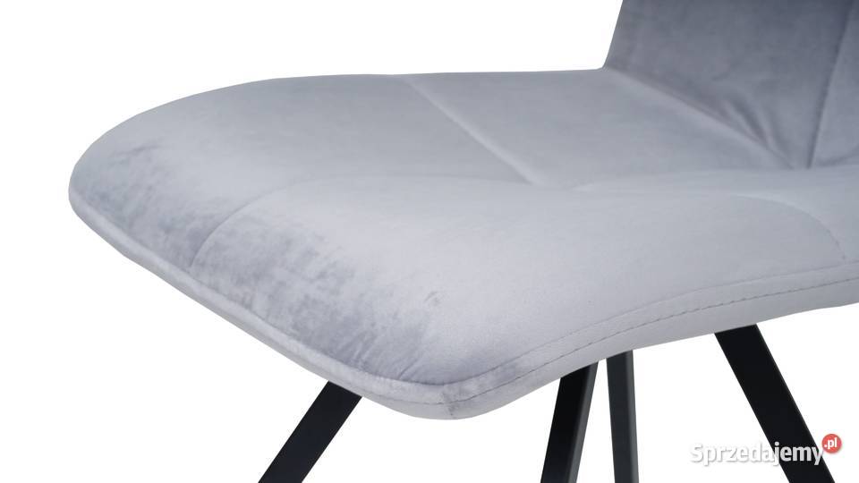 Zestaw Krzeseł Szarych Welur metalowe nogi 8 Woźniki