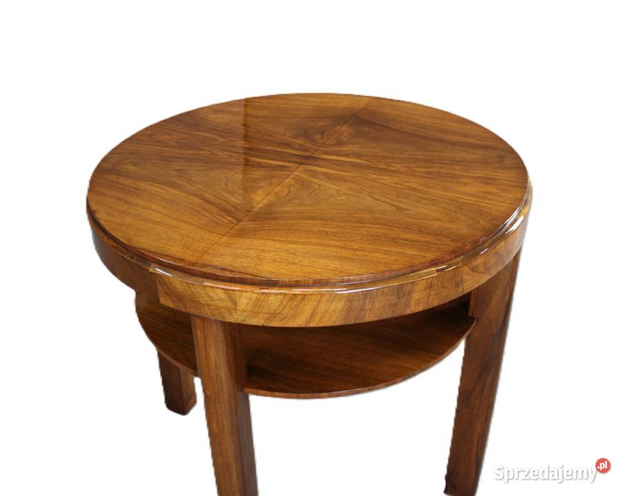 Stolik kawowy Art Deco w orzechu renowacji Zielonka