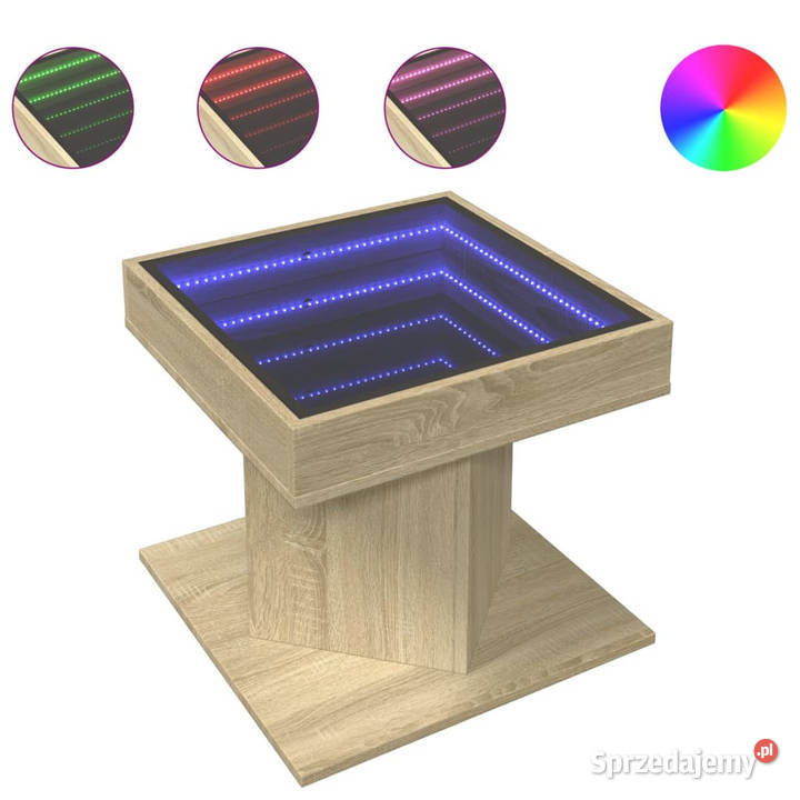 Stolik kawowy z LED dąb sonoma 50x50x45 WM847562 mazowieckie Warszawa sprzedam