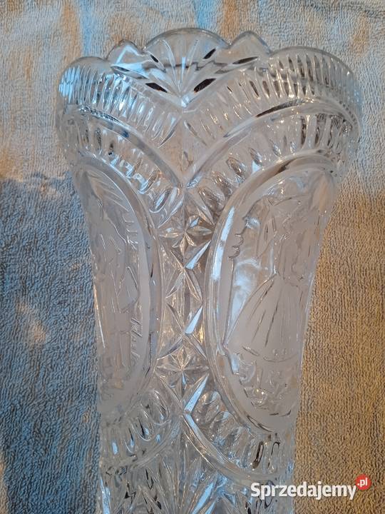 Duży wazon Bohemia wzór scenka rodzajowa retro Koźminek