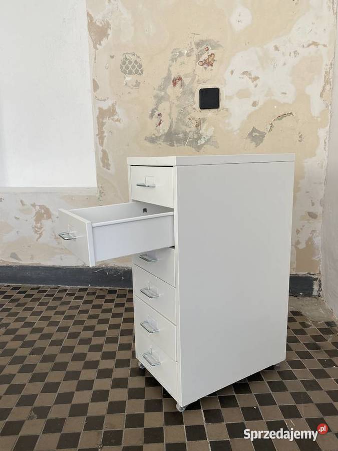 Komoda na kółkach biała 28x69 materiały stal Warszawa