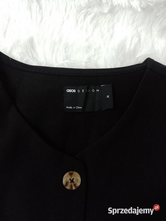 4042 LXL ASOS Design Czarna prążkowana Kamizelka Kraków