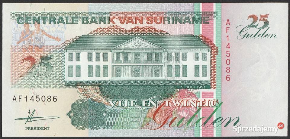SURINAM 25 GULDEN 1991 STAN BANKOWY UNC Łódź