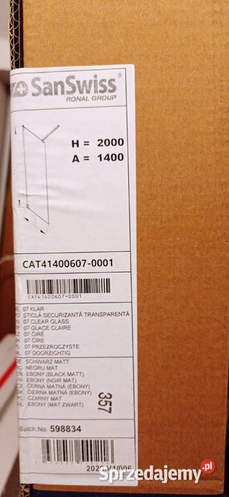 Kabina prysznicowa walk in sanswiss cat4 czarna Gdynia