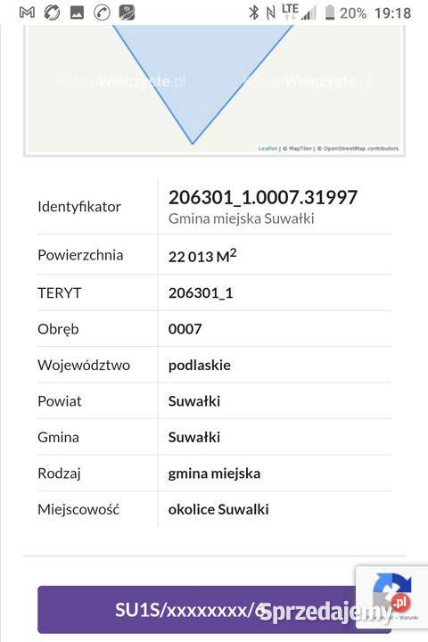 Działka o powierzchni 22013 ha Suwałki ulica rolna podlaskie