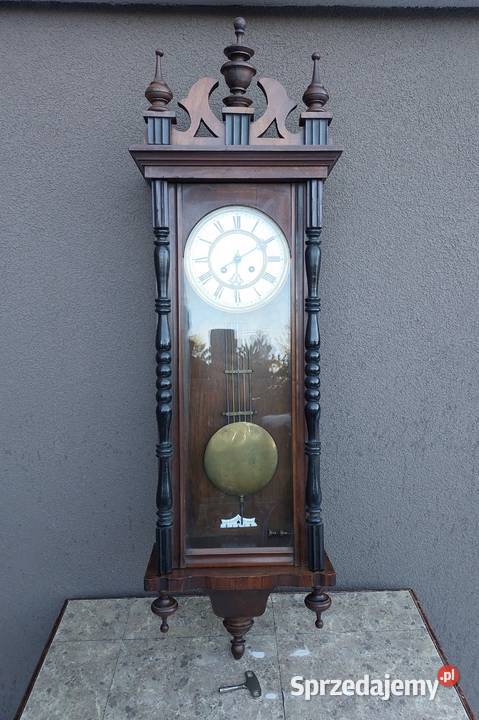 Stary zegar ścienny XIXw pełna płyta duży Tczew