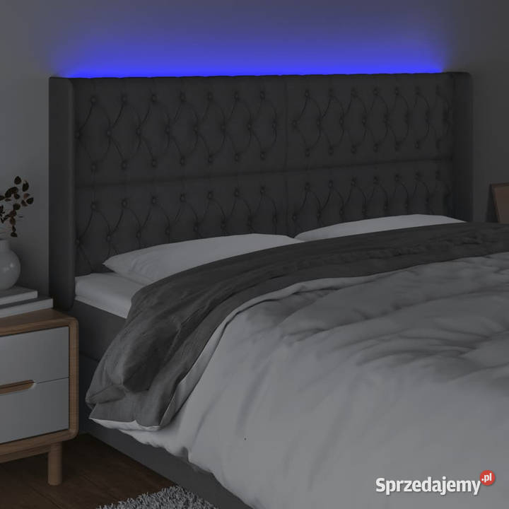 Zagłówek do łóżka z LED ciemnoszary