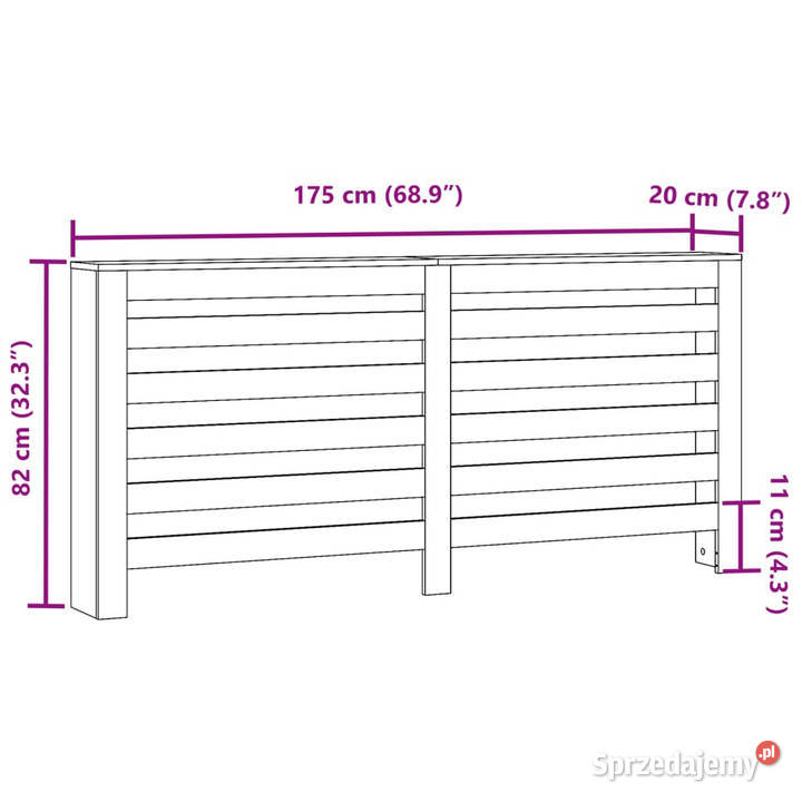Osłona na grzejnik czarna 175x20x82 WM852709 Warszawa sprzedam