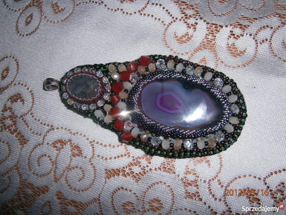 Duży wisior agat kamienie naturalne beading Częstochowa