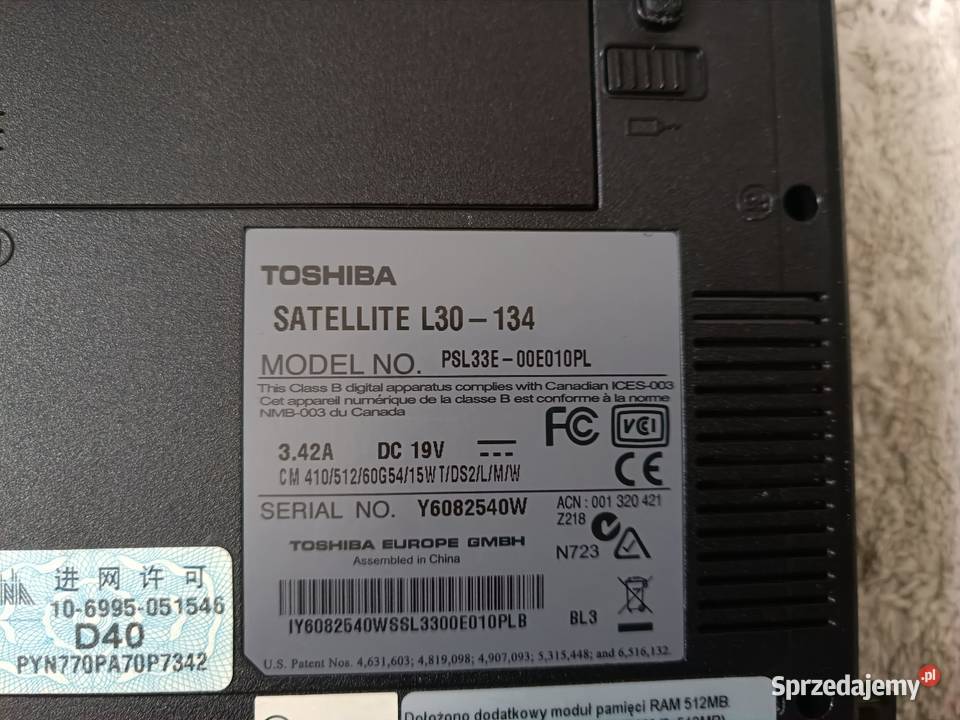 Laptop Toshiba Satellite L30134 Intel Celeron Pruszków
